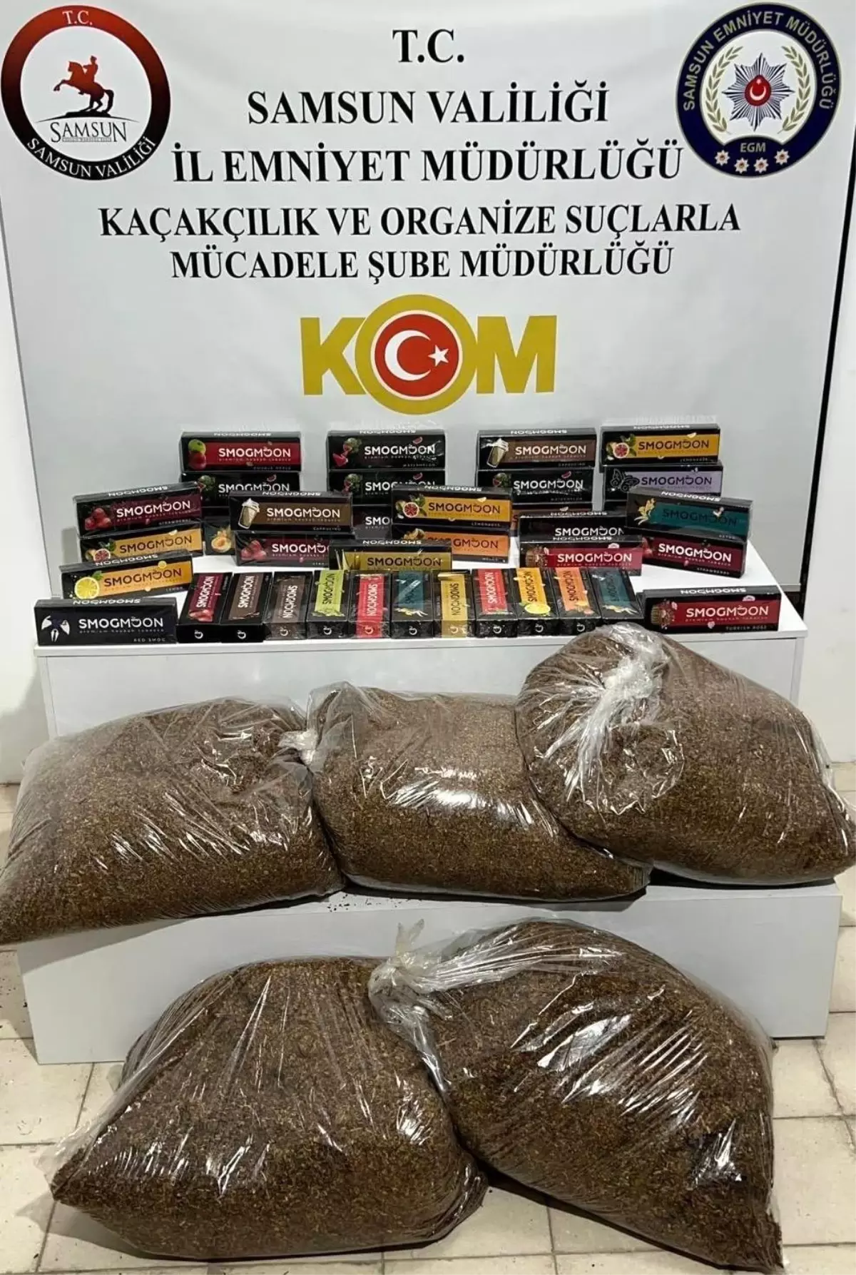 Samsun’da 20,5 kilo gümrük kaçağı nargile tütünü ele geçirildi