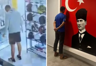 Atatürk’e saygısızlık yapmıştı, fotoğrafının önünde ters kelepçeli görüntülendi