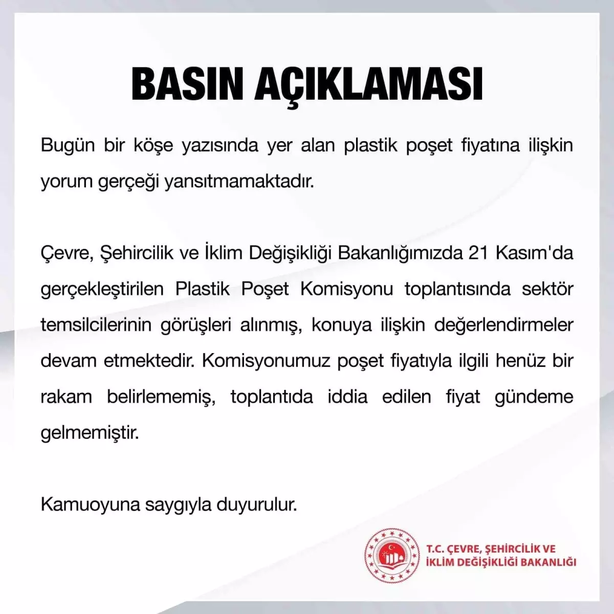 Bakanlık Plastik Poşet Fiyatıyla İlgili Açıklama Yaptı