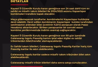 Kayserispor-Galatasaray Maçının Bilet Fiyatları Açıklandı