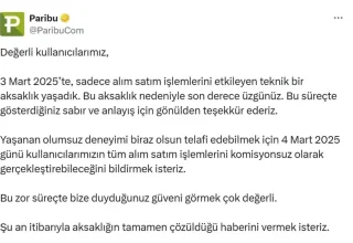 Paribu, Aksama Nedeniyle Bugün Komisyon Almayacak